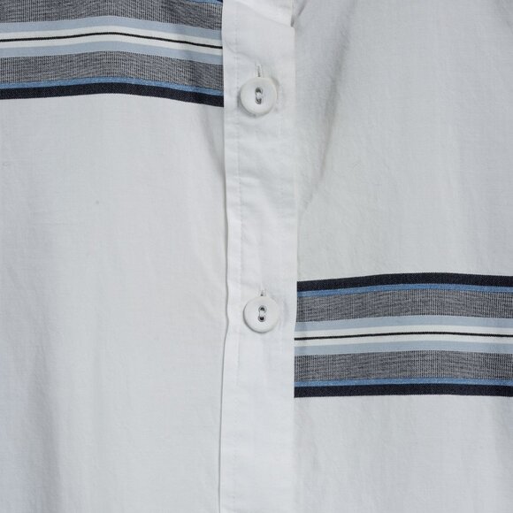 Derek Lam White Cotton Button Down w/ Blue Striped Panels - Picture 8 of 10